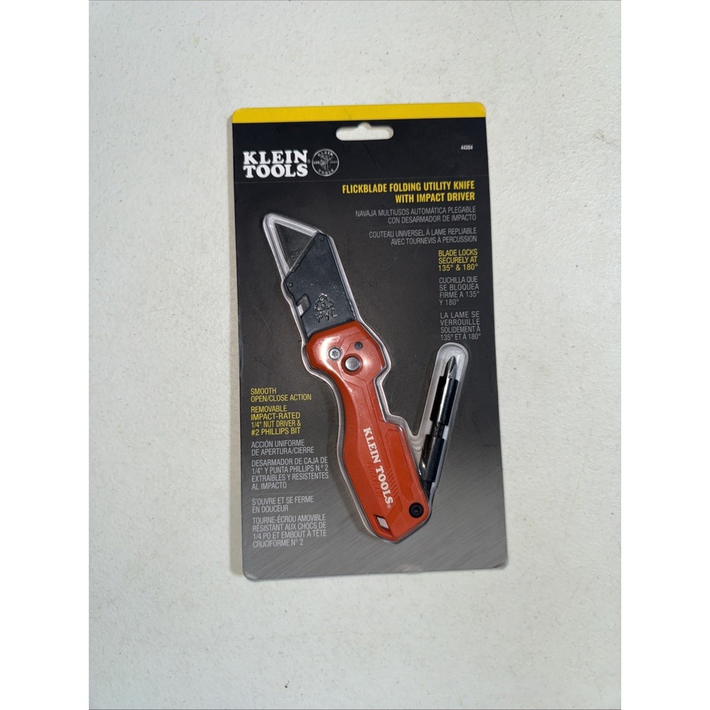 KLEIN TOOLS Flickblade Folding Utility Knife With Impact Driver Belt Clip NEW